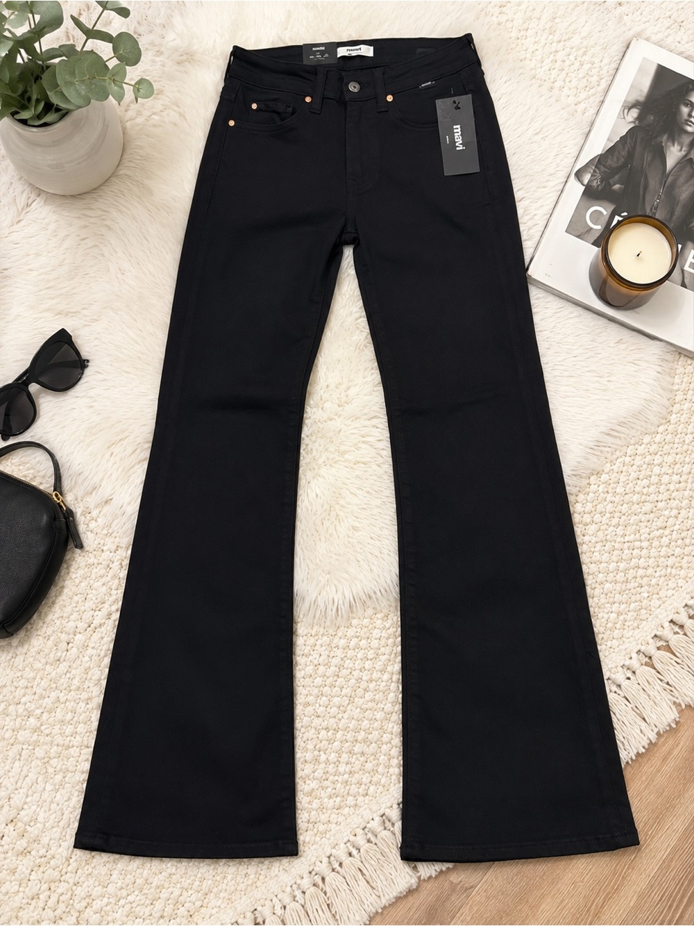 Mavi Maria High-Rise Flare Jeans — NWT — Black — W28 L32